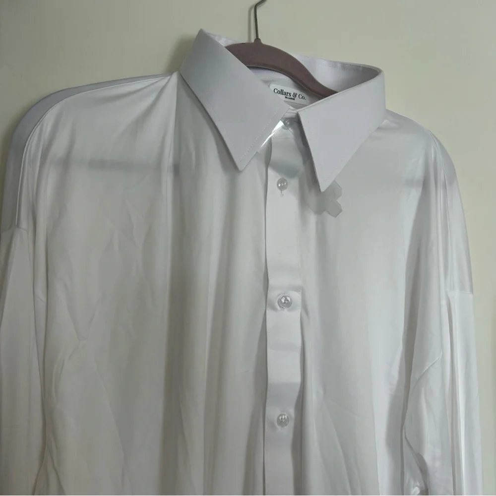 Collars &‎ Co White Long Sleeve Dress Collar Polo Shirt Button Up Size 3XL